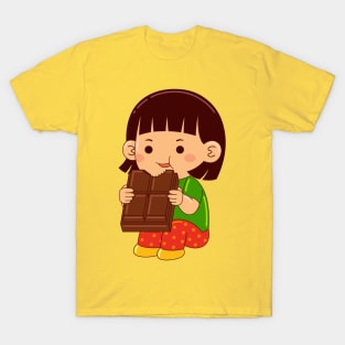 girl kids eating chocolate T-Shirt